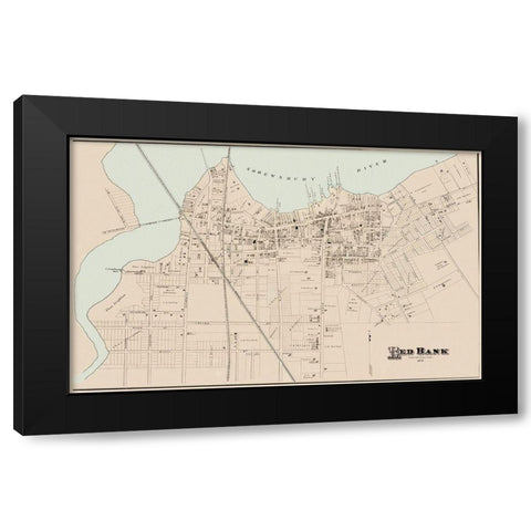 Red Bank New Jersey Landowner - Woolman 1878 Black Modern Wood Framed Art Print with Double Matting by Woolman