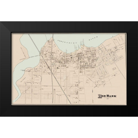 Red Bank New Jersey Landowner - Woolman 1878 Black Modern Wood Framed Art Print by Woolman