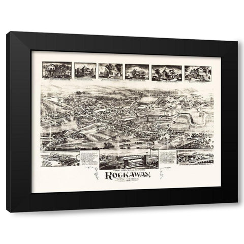 Rockaway New Jersey - Bailey 1902  Black Modern Wood Framed Art Print by Bailey