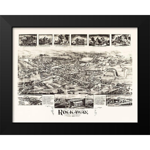 Rockaway New Jersey - Bailey 1902  Black Modern Wood Framed Art Print by Bailey