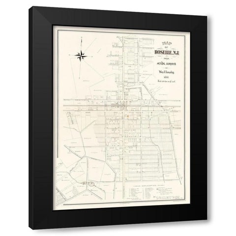 Roselle New Jersey - Lansley 1887  Black Modern Wood Framed Art Print by Lansley
