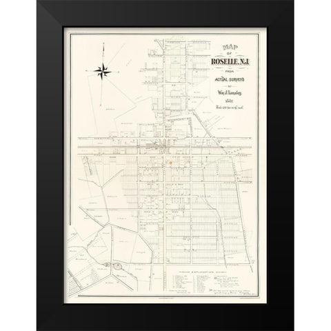 Roselle New Jersey - Lansley 1887  Black Modern Wood Framed Art Print by Lansley