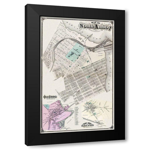 South Amboy, Old Bridge New Jersey Landowner Black Modern Wood Framed Art Print with Double Matting by Everts