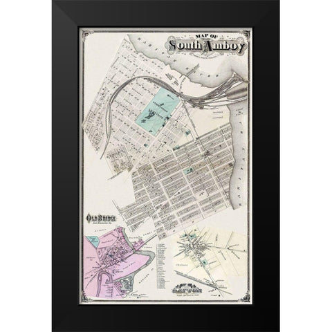 South Amboy, Old Bridge New Jersey Landowner Black Modern Wood Framed Art Print by Everts