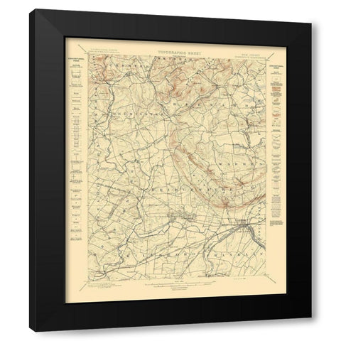 Somerville New Jersey Quad - USGS 1898 Black Modern Wood Framed Art Print with Double Matting by USGS