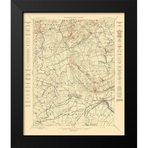 Somerville New Jersey Quad - USGS 1898 Black Modern Wood Framed Art Print by USGS
