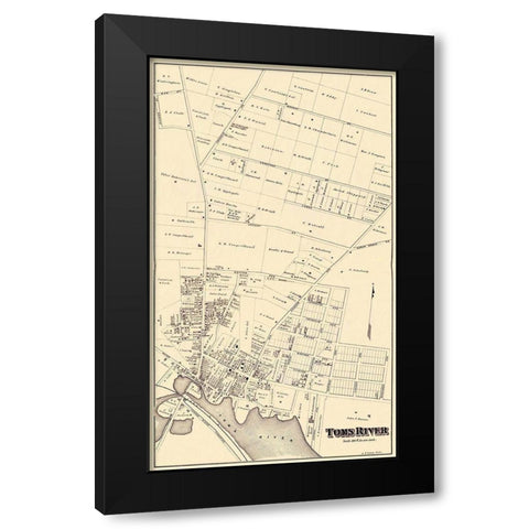 Toms River New Jersey Landowner - Irons 1878 Black Modern Wood Framed Art Print with Double Matting by Irons