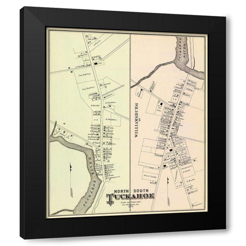 Tuckahoe, North and South New Jersey Landowner Black Modern Wood Framed Art Print with Double Matting by Woolman