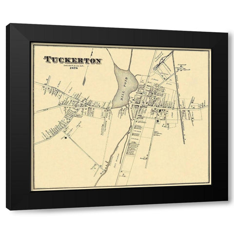 Tuckerton New Jersey Landowner - Woolman 1878 Black Modern Wood Framed Art Print with Double Matting by Woolman