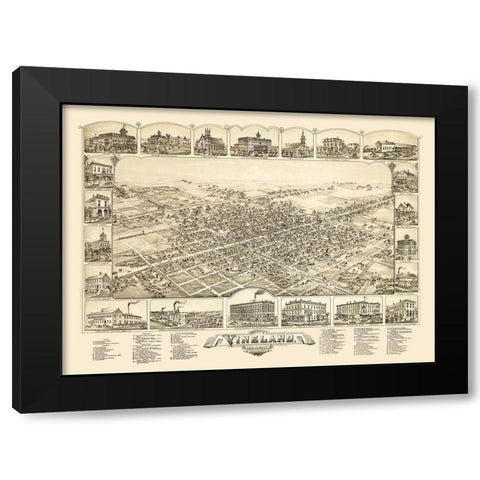 Vineland New Jersey - Bailey 1885  Black Modern Wood Framed Art Print with Double Matting by Bailey
