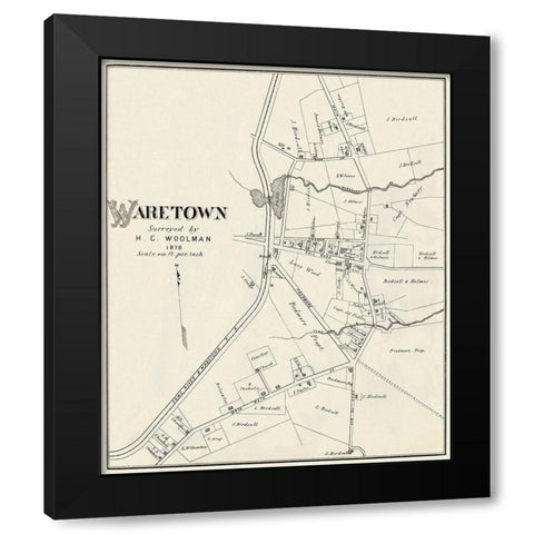 Waretown New Jersey Landowner - Woolman 1878 Black Modern Wood Framed Art Print with Double Matting by Woolman