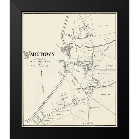 Waretown New Jersey Landowner - Woolman 1878 Black Modern Wood Framed Art Print by Woolman