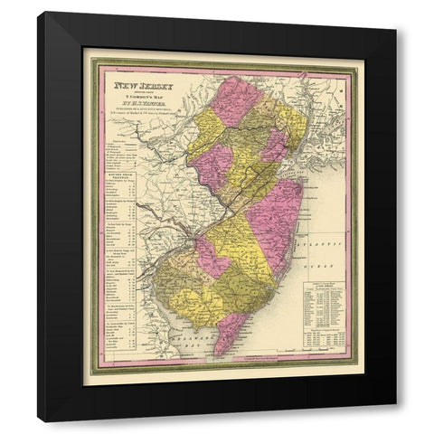 New Jersey - Mitchell 1846 Black Modern Wood Framed Art Print with Double Matting by Mitchell