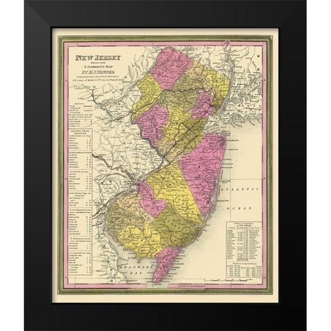 New Jersey - Mitchell 1846 Black Modern Wood Framed Art Print by Mitchell