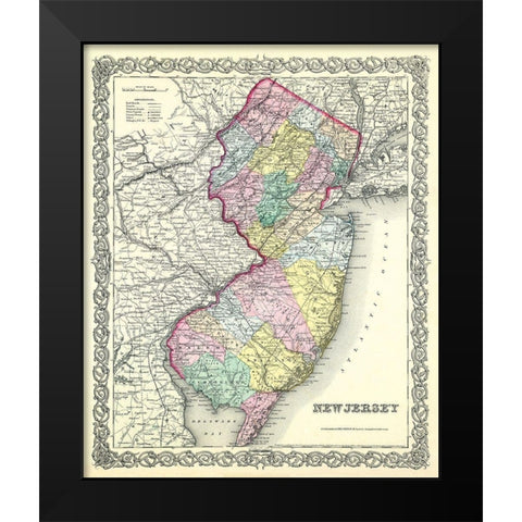 New Jersey - Colton 1856 Black Modern Wood Framed Art Print by Colton