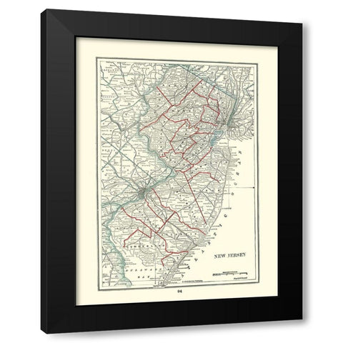 New Jersey - Rathbun 1893 Black Modern Wood Framed Art Print with Double Matting by Rathbun