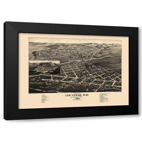 Las Vegas New Mexico - Stoner 1882 Black Modern Wood Framed Art Print with Double Matting by Stoner