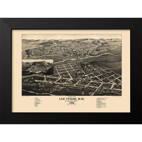 Las Vegas New Mexico - Stoner 1882 Black Modern Wood Framed Art Print by Stoner