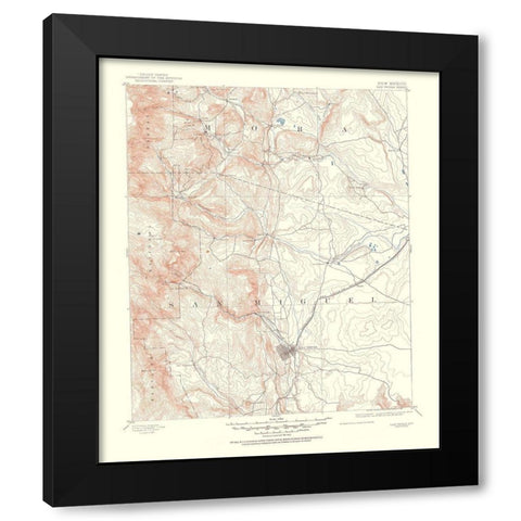 Las Vegas New Mexico Sheet - USGS 1953 Black Modern Wood Framed Art Print with Double Matting by USGS