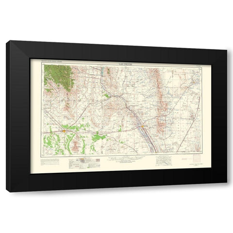 Las Cruces New Mexico Quad - USGS 1963 Black Modern Wood Framed Art Print with Double Matting by USGS