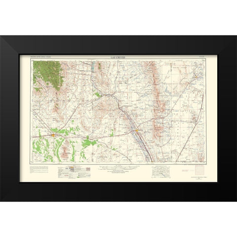 Las Cruces New Mexico Quad - USGS 1963 Black Modern Wood Framed Art Print by USGS