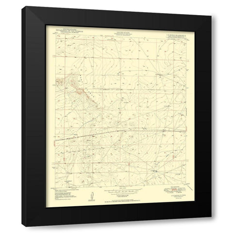 L-E Ranch Chaves County New Mexico Quad - USGS Black Modern Wood Framed Art Print with Double Matting by USGS