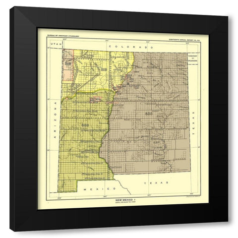 New Mexico - Hoen 1896 Black Modern Wood Framed Art Print by Hoen