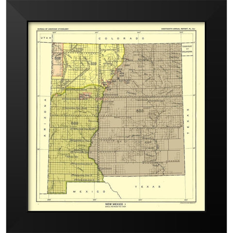 New Mexico - Hoen 1896 Black Modern Wood Framed Art Print by Hoen