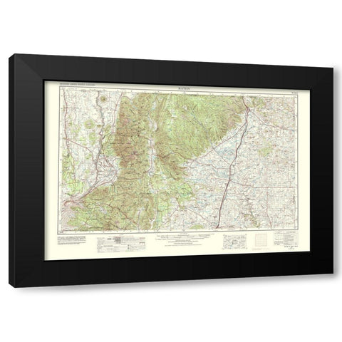 Raton Colorado New Mexico Sheet - USGS 1977 Black Modern Wood Framed Art Print with Double Matting by USGS