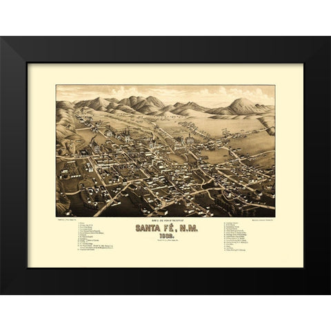 Santa Fe New Mexico - Stoner 1892 Black Modern Wood Framed Art Print by Stoner