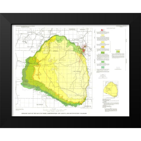 San Juan Basin New Mexico Colorado - USGS 1959 Black Modern Wood Framed Art Print by USGS