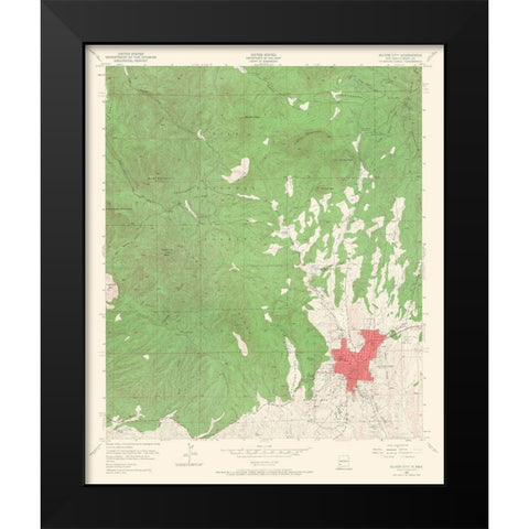 Silver City New Mexico Quad - USGS 1950 Black Modern Wood Framed Art Print by USGS