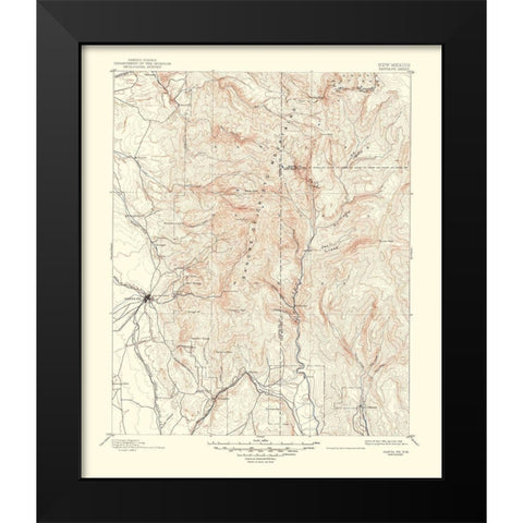 Santa Fe New Mexico Sheet - USGS 1948 Black Modern Wood Framed Art Print by USGS