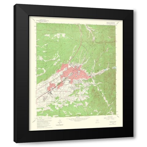 Santa Fe New Mexico Quad - USGS 1964 Black Modern Wood Framed Art Print with Double Matting by USGS