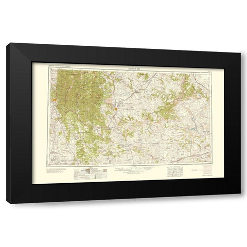 Santa Fe New Mexico Quad - USGS 1958 Black Modern Wood Framed Art Print with Double Matting by USGS