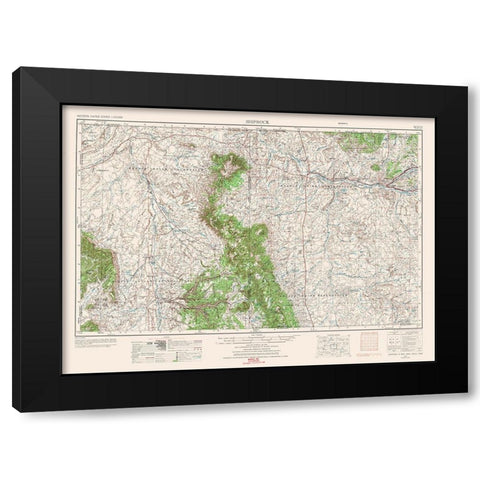 Shiprock New Mexico Quad - USGS 1954 Black Modern Wood Framed Art Print with Double Matting by USGS