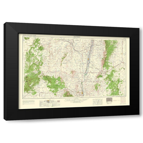 Socorro New Mexico Quad - USGS 1962 Black Modern Wood Framed Art Print with Double Matting by USGS