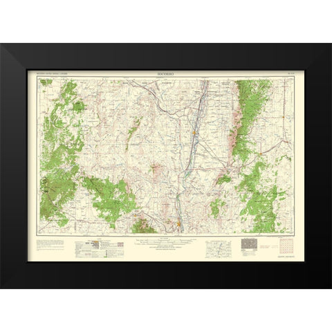Socorro New Mexico Quad - USGS 1962 Black Modern Wood Framed Art Print by USGS