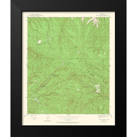 Twin Sisters New Mexico Quad - USGS 1947 Black Modern Wood Framed Art Print by USGS