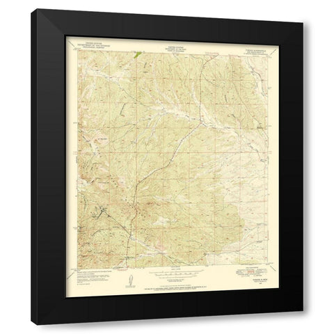 Tyrone New Mexico Quad - USGS 1950 Black Modern Wood Framed Art Print with Double Matting by USGS