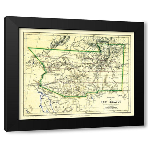 New Mexico Territory - Johnston 1857 Black Modern Wood Framed Art Print with Double Matting by Johnston