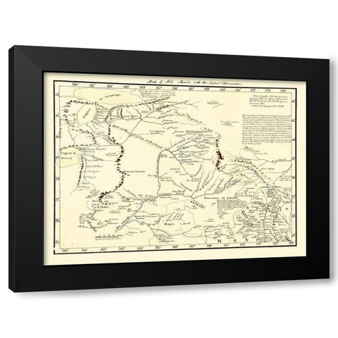 New Mexico Territory - de Miera y Pacheco 1778 Black Modern Wood Framed Art Print with Double Matting by de Miera y Pacheco