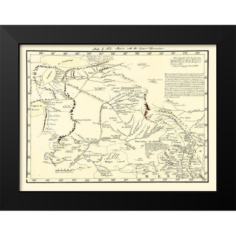 New Mexico Territory - de Miera y Pacheco 1778 Black Modern Wood Framed Art Print by de Miera y Pacheco