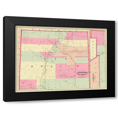 New Mexico - Asher 1874 Black Modern Wood Framed Art Print by Asher