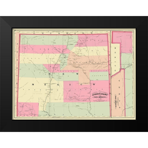New Mexico - Asher 1874 Black Modern Wood Framed Art Print by Asher
