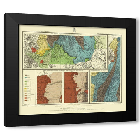 New Mexico Colorado Sheet - US Army 1886 Black Modern Wood Framed Art Print with Double Matting by US Army