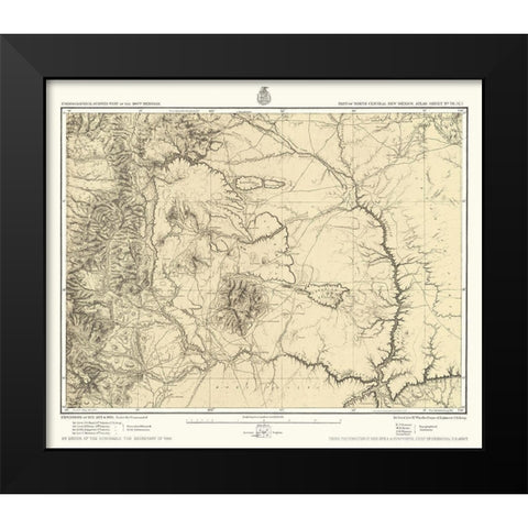 New Mexico North New Mexico Sheet - US Army 1877 Black Modern Wood Framed Art Print by US Army