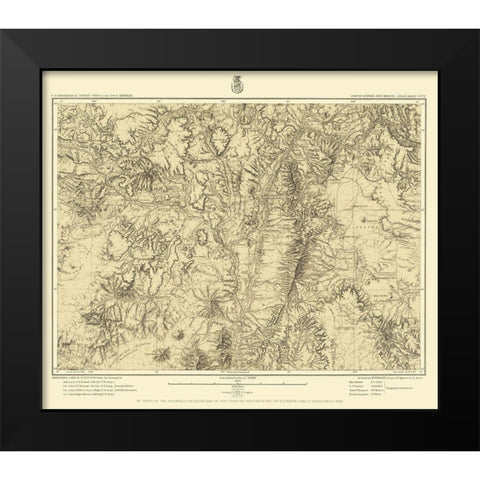 New Mexico Central New Mexico Sheet - US Army 1882 Black Modern Wood Framed Art Print by US Army