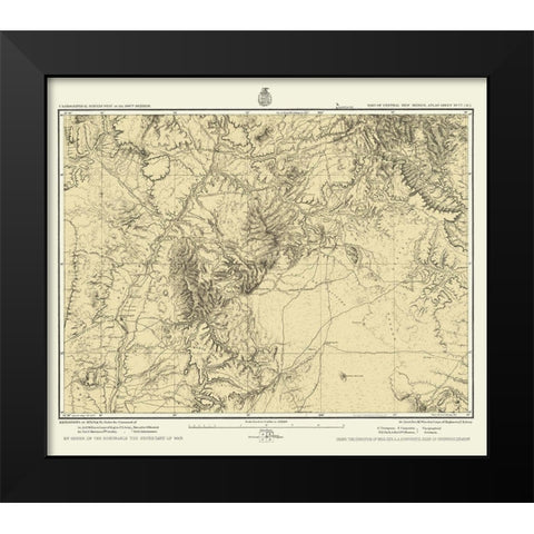 New Mexico Central New Mexico Sheet - US Army 1877 Black Modern Wood Framed Art Print by US Army