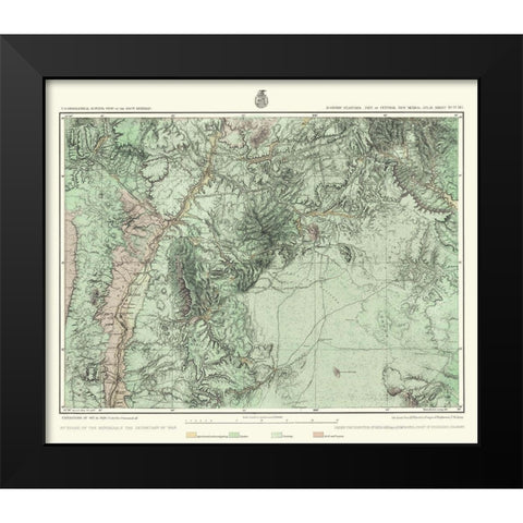 Central New Mexico Economic Sheet - US Army 1877 Black Modern Wood Framed Art Print by US Army